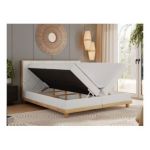 Łóżko kontynentalne CAICOS 160x200 - H3 - biały, ekoskóra