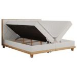 Łóżko kontynentalne CAICOS 160x200 - H3 - biały, ekoskóra