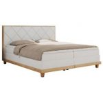 Łóżko kontynentalne CAICOS 180x200 - H3 - biały, ekoskóra