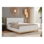 Łóżko kontynentalne CAICOS 160x200 - H4 - biały, ekoskóra