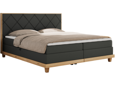 Łóżko kontynentalne CAICOS 140x200 - H3 - szary, ekoskóra