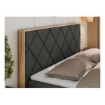 Łóżko kontynentalne CAICOS 140x200 - H3 - szary, ekoskóra