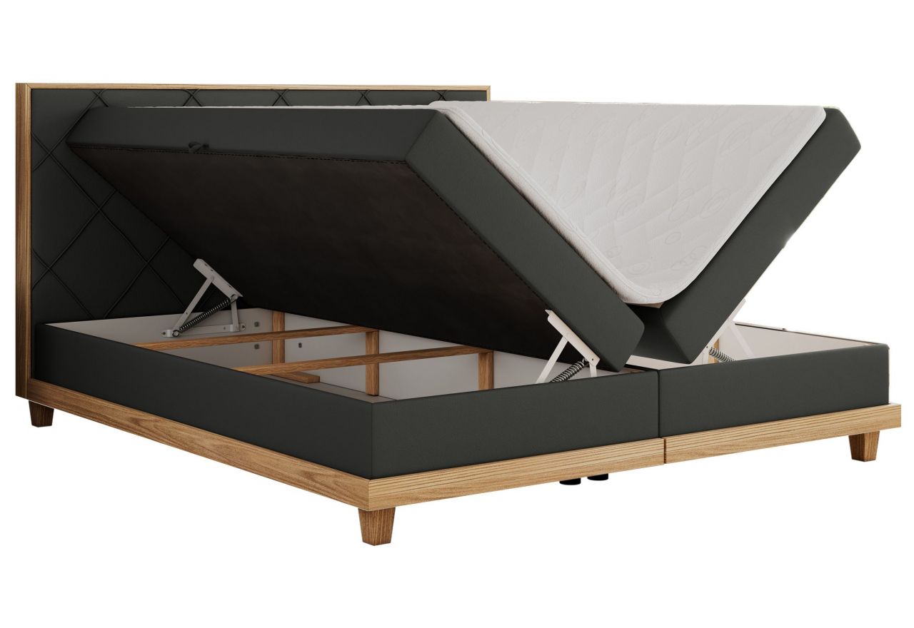 Łóżko kontynentalne CAICOS 180x200 - H3 - szary, ekoskóra