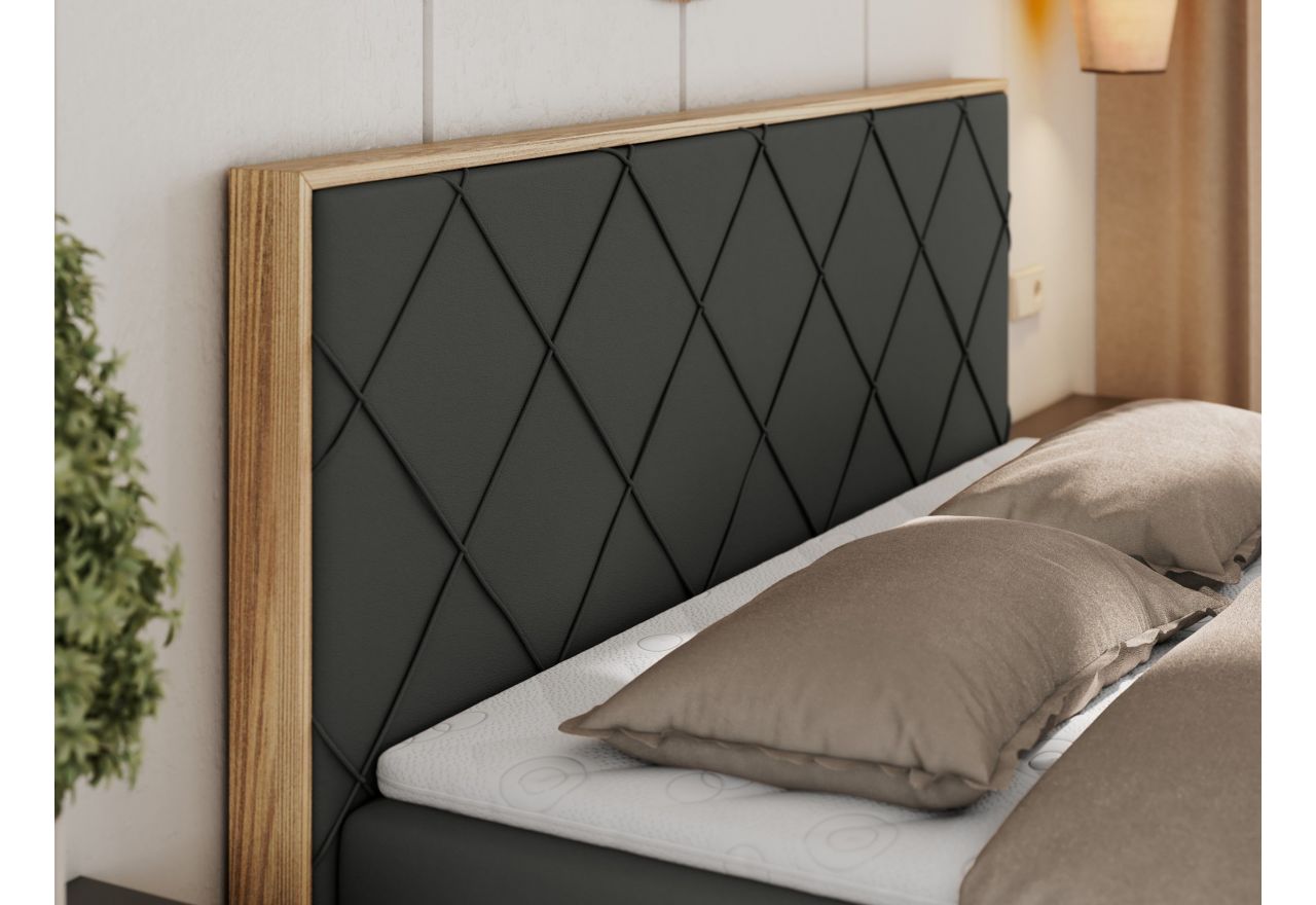 Łóżko kontynentalne CAICOS 160x200 - H4 - szary, ekoskóra