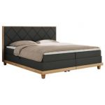 Łóżko kontynentalne CAICOS 180x200 - H4 - szary, ekoskóra