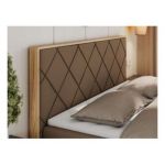 Łóżko kontynentalne CAICOS 140x200 - H3 - brązowy, ekoskóra