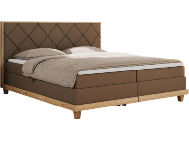 Łóżko kontynentalne CAICOS 160x200 - H3 - brązowy, ekoskóra