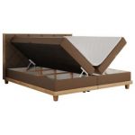 Łóżko kontynentalne CAICOS 140x200 - H4 - brązowy, ekoskóra