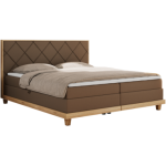 Łóżko kontynentalne CAICOS 160x200 - H4 - brązowy, ekoskóra