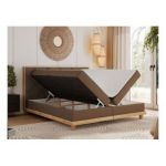 Łóżko kontynentalne CAICOS 160x200 - H4 - brązowy, ekoskóra