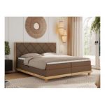 Łóżko kontynentalne CAICOS 180x200 - H4 - brązowy, ekoskóra