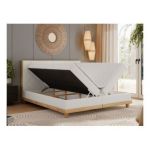 Łóżko kontynentalne CAICOS 160x200 - H3 - biały, boucle