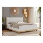 Łóżko kontynentalne CAICOS 180x200 - H3 - biały, boucle