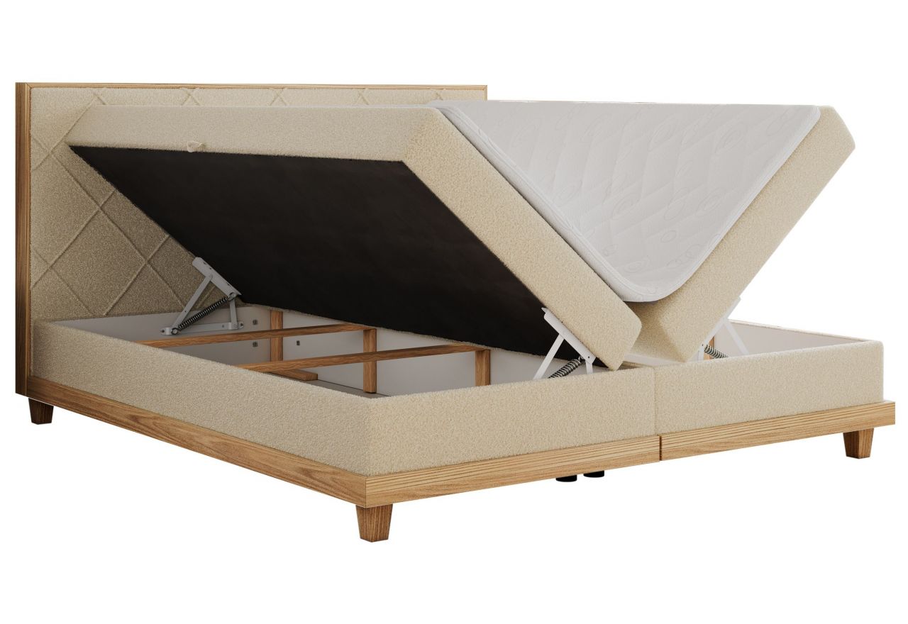 Łóżko kontynentalne CAICOS 140x200 - H3 - beżowy, boucle