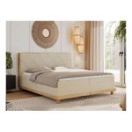 Łóżko kontynentalne CAICOS 160x200 - H3 - beżowy, boucle