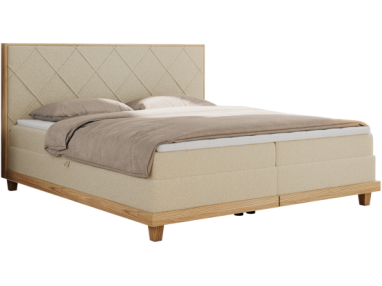 Łóżko kontynentalne CAICOS 160x200 - H3 - beżowy, boucle