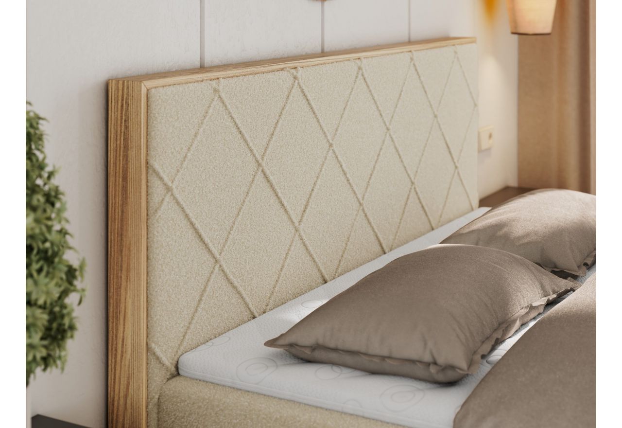 Łóżko kontynentalne CAICOS 140x200 - H4 - beżowy, boucle