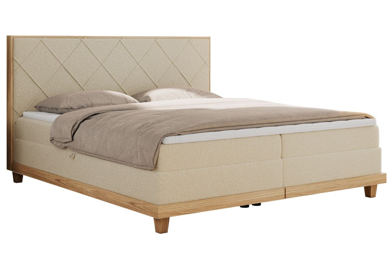 Łóżko kontynentalne CAICOS 140x200 - H4 - beżowy, boucle