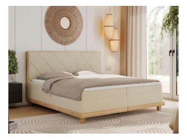 Łóżko kontynentalne CAICOS 160x200 - H4 - beżowy, boucle