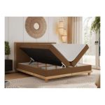 Łóżko kontynentalne CAICOS 140x200 - H3 - brązowy, boucle