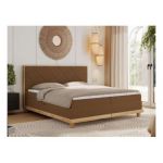 Łóżko kontynentalne CAICOS 160x200 - H3 - brązowy, boucle