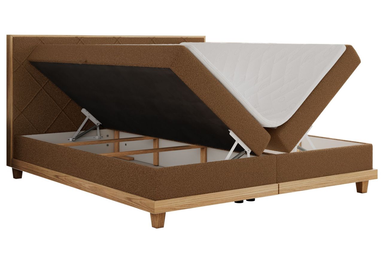 Łóżko kontynentalne CAICOS 180x200 - H3 - brązowy, boucle