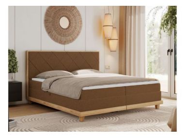 Łóżko kontynentalne CAICOS 140x200 - H4 - brązowy, boucle