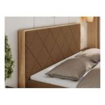 Łóżko kontynentalne CAICOS 140x200 - H4 - brązowy, boucle