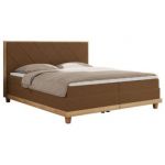 Łóżko kontynentalne CAICOS 140x200 - H4 - brązowy, boucle