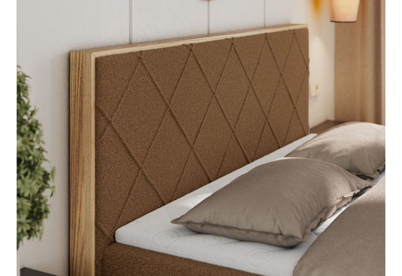 Łóżko kontynentalne CAICOS 160x200 - H4 - brązowy, boucle