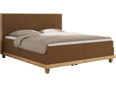 Łóżko kontynentalne CAICOS 180x200 - H4 - brązowy, boucle