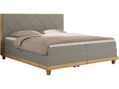 Łóżko kontynentalne CAICOS 140x200 - H3 - szary, boucle