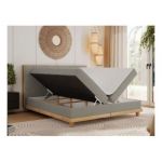 Łóżko kontynentalne CAICOS 140x200 - H3 - szary, boucle