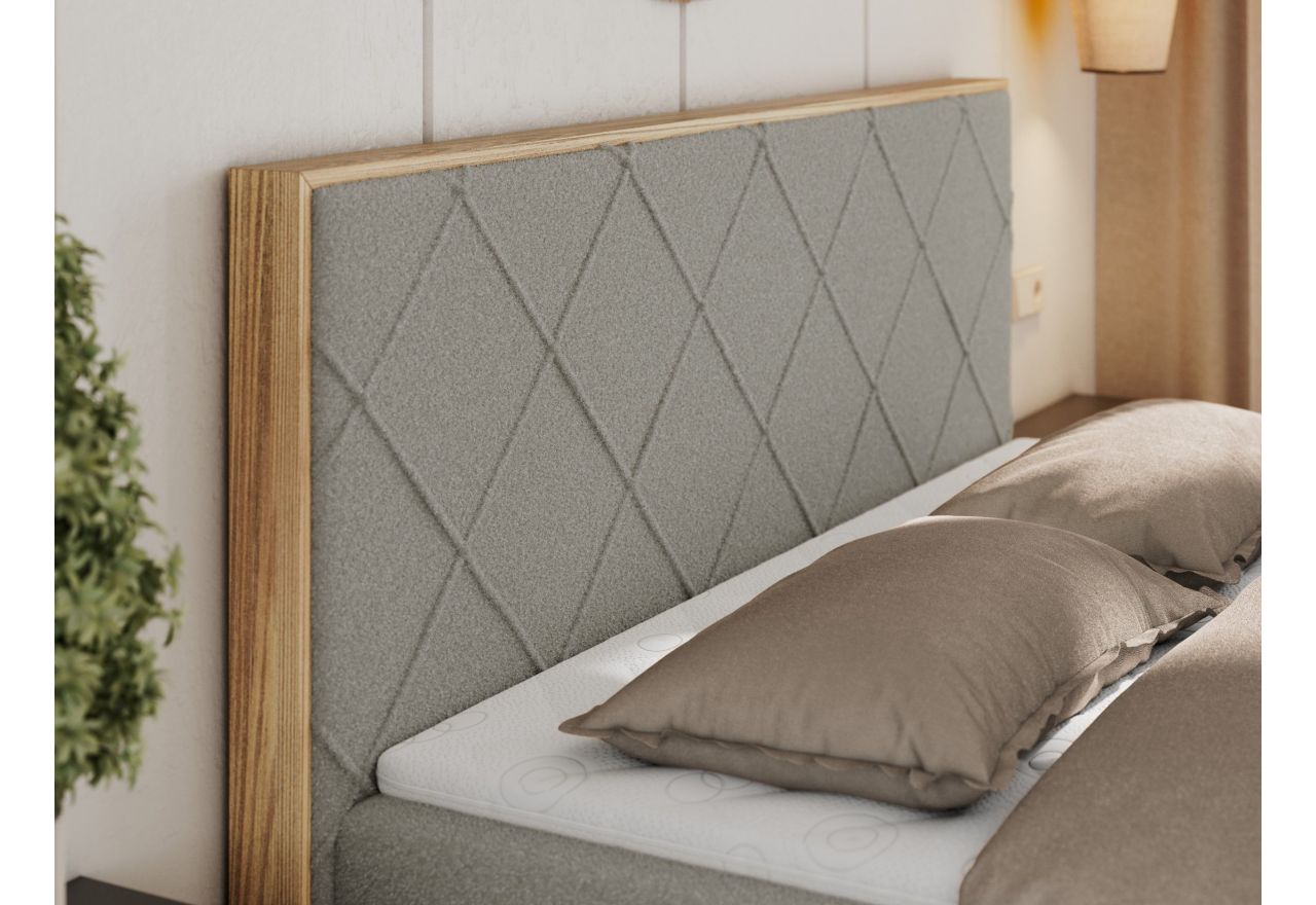 Łóżko kontynentalne CAICOS 180x200 - H3 - szary, boucle