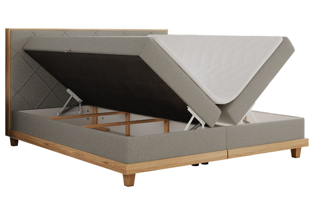 Łóżko kontynentalne CAICOS 140x200 - H4 - szary, boucle