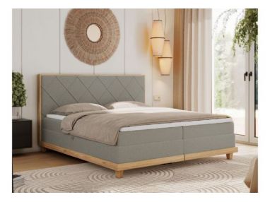 Łóżko kontynentalne CAICOS 160x200 - H4 - szary, boucle