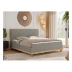 Łóżko kontynentalne CAICOS 180x200 - H4 - szary, boucle