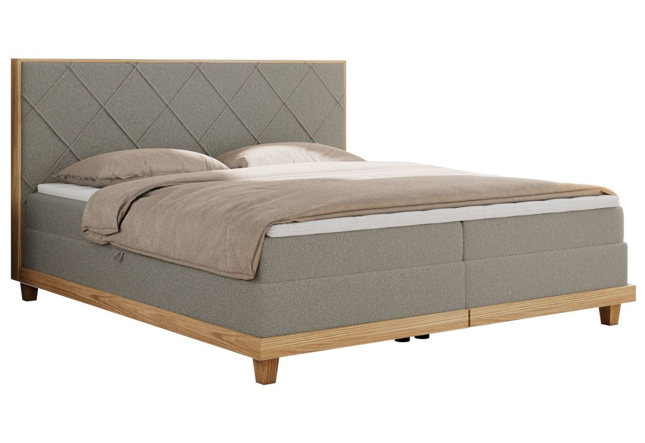 Łóżko kontynentalne CAICOS 180x200 - H4 - szary, boucle