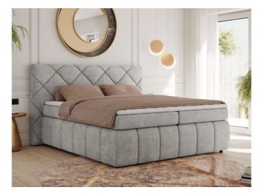 Łóżko kontynentalne RITA 140x200 - H4 - jasnoszary, struktura