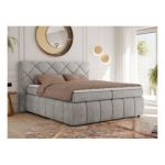 Łóżko kontynentalne RITA 160x200 - H4 - jasnoszary, struktura