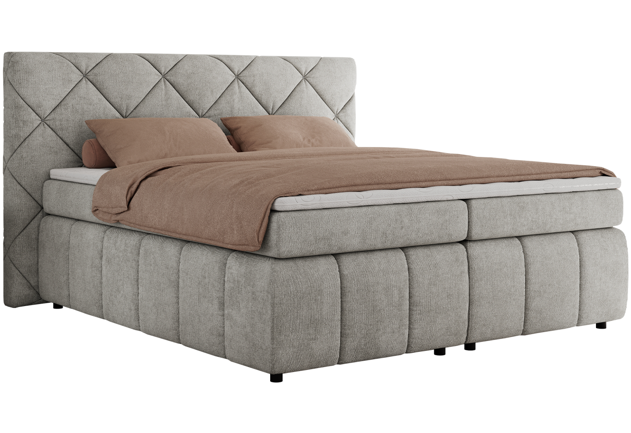 Łóżko kontynentalne RITA 160x200 - H4 - jasnoszary, struktura