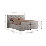 Łóżko kontynentalne RITA 180x200 - H4 - jasnoszary, struktura