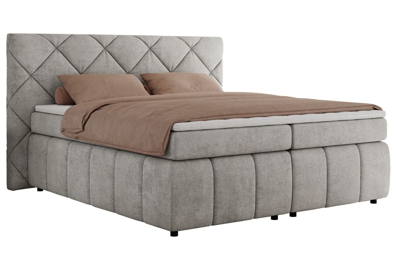 Łóżko kontynentalne RITA 180x200 - H4 - jasnoszary, struktura