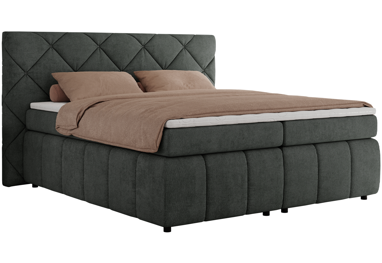 Łóżko kontynentalne RITA 160x200 - H4 - ciemnoszary, struktura