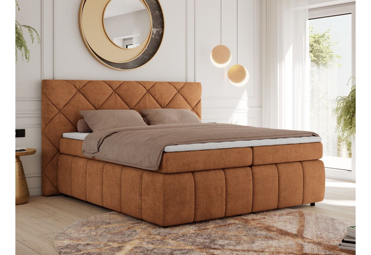 Łóżko kontynentalne RITA 140x200 - H3 - pomarańczowy, struktura