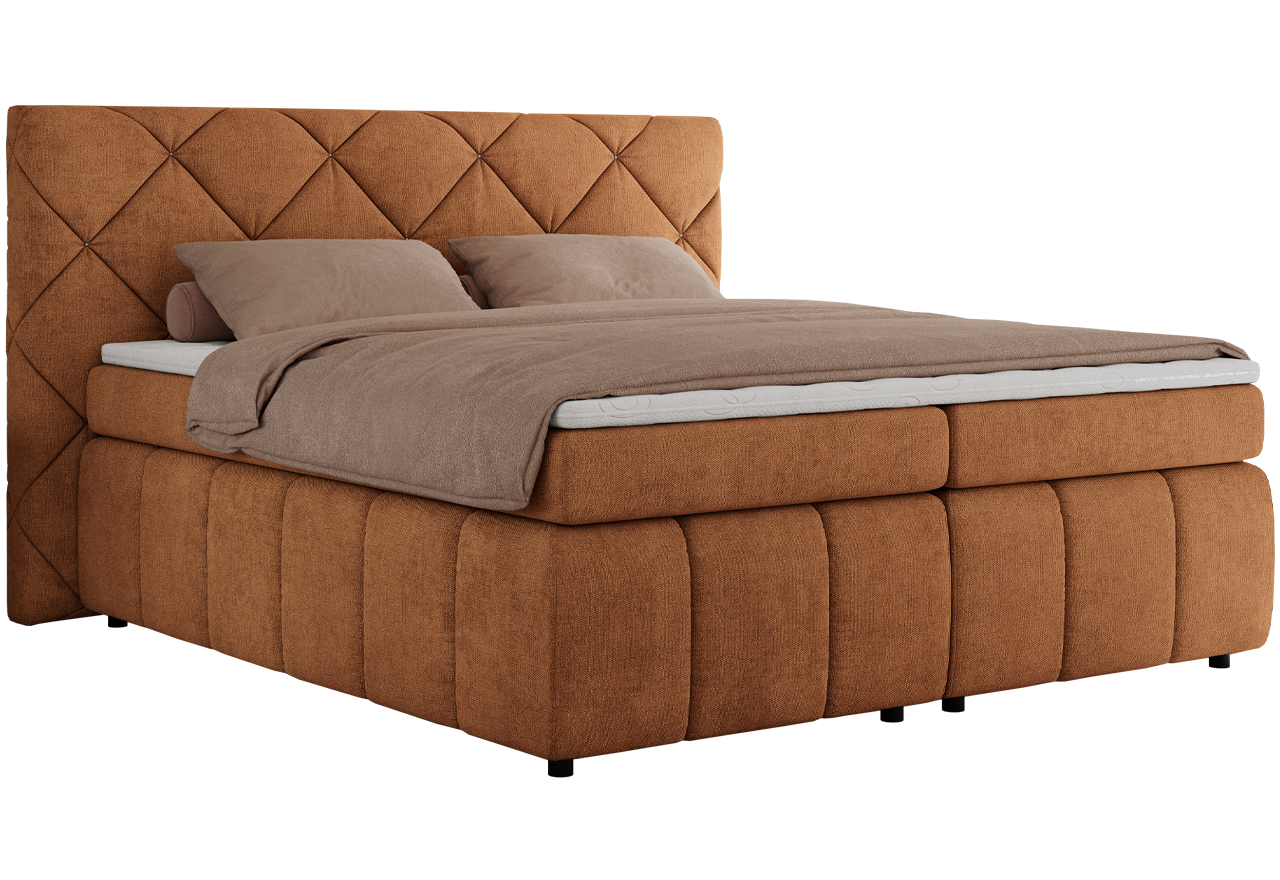 Łóżko kontynentalne RITA 160x200 - H3 - pomarańczowy, struktura