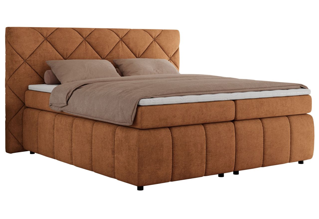 Łóżko kontynentalne RITA 180x200 - H4 - pomarańczowy, struktura