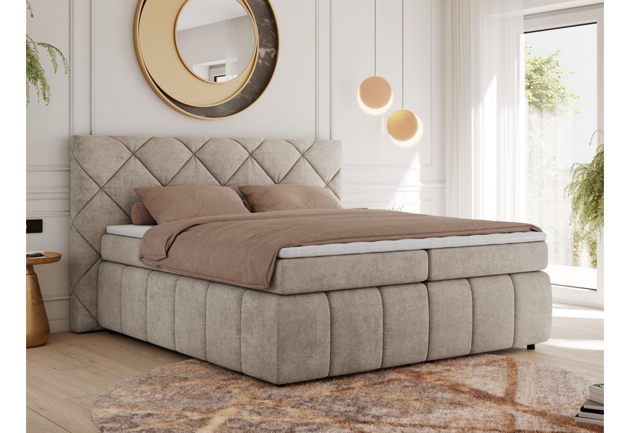 Łóżko kontynentalne RITA 140x200 - H3 - beżowy, struktura