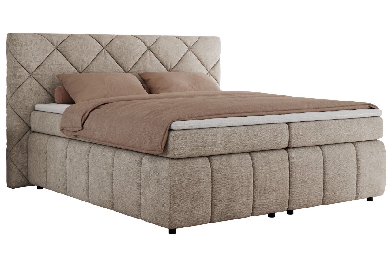 Łóżko kontynentalne RITA 140x200 - H3 - beżowy, struktura