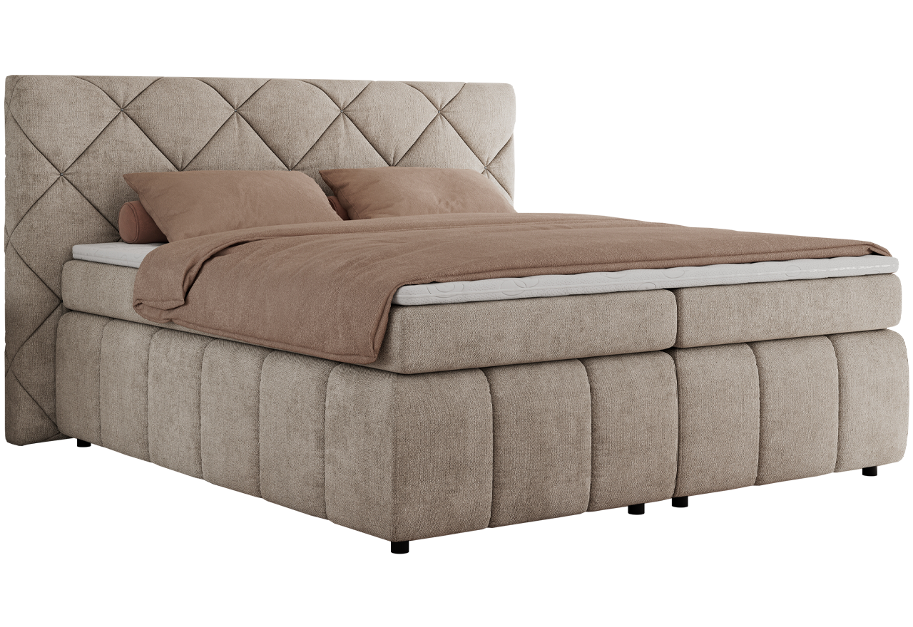 Łóżko kontynentalne RITA 160x200 - H4 - beżowy, struktura